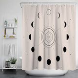 Feblilac The Cycles of the Moon Shower Curtain with Hooks, Bathroom Curtains with Ring, Unique Bathroom décor, Boho Shower Curtain, Customized Bathroom Curtains, Extra Long Shower Curtain