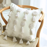 Ivory and Dots Tassels Moroccan Pillow Cover