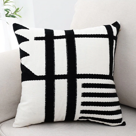 Linear Embroidered Pillow Cover