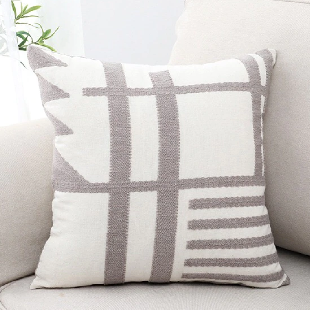 Linear Embroidered Pillow Cover