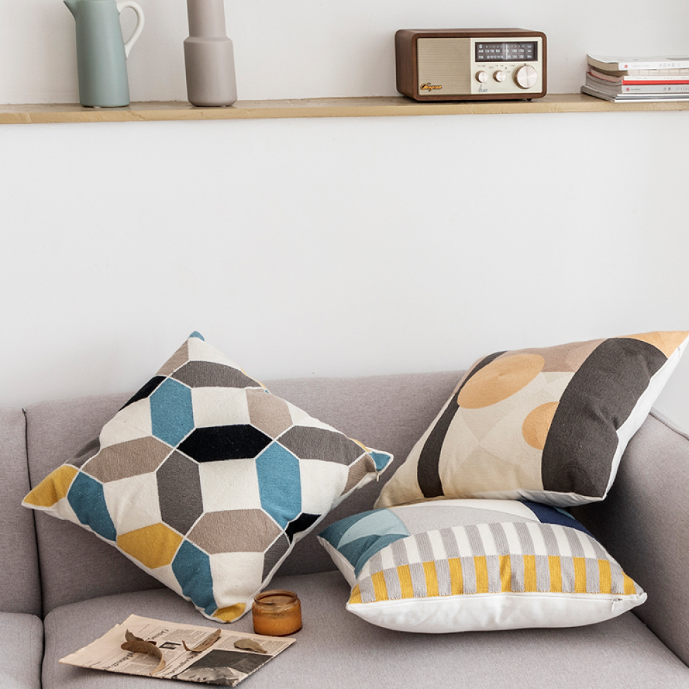 Circles and Stripes Abstract Pillow Cover