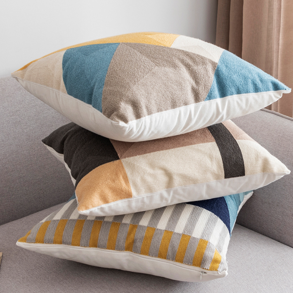 Circles and Stripes Abstract Pillow Cover