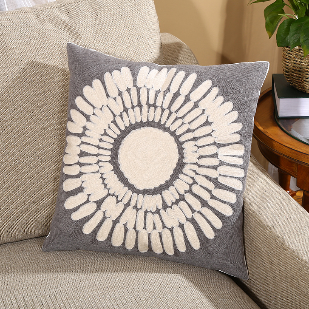 Sunburst Embroidered Pillow Cover