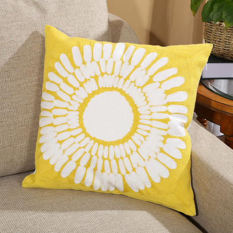 Sunburst Embroidered Pillow Cover