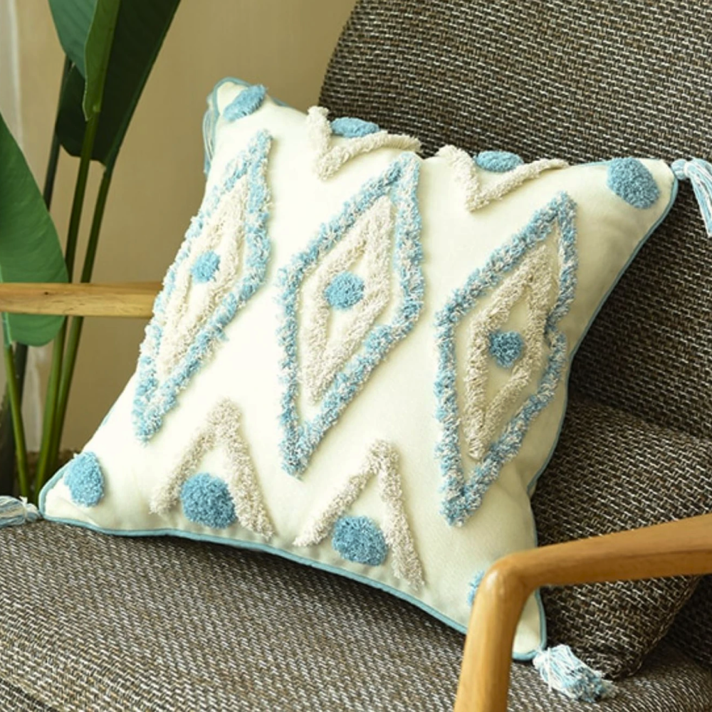 Tangier Blue Diamond Pillow Covers