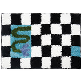 Vanilla Checked Flower Bath Mat