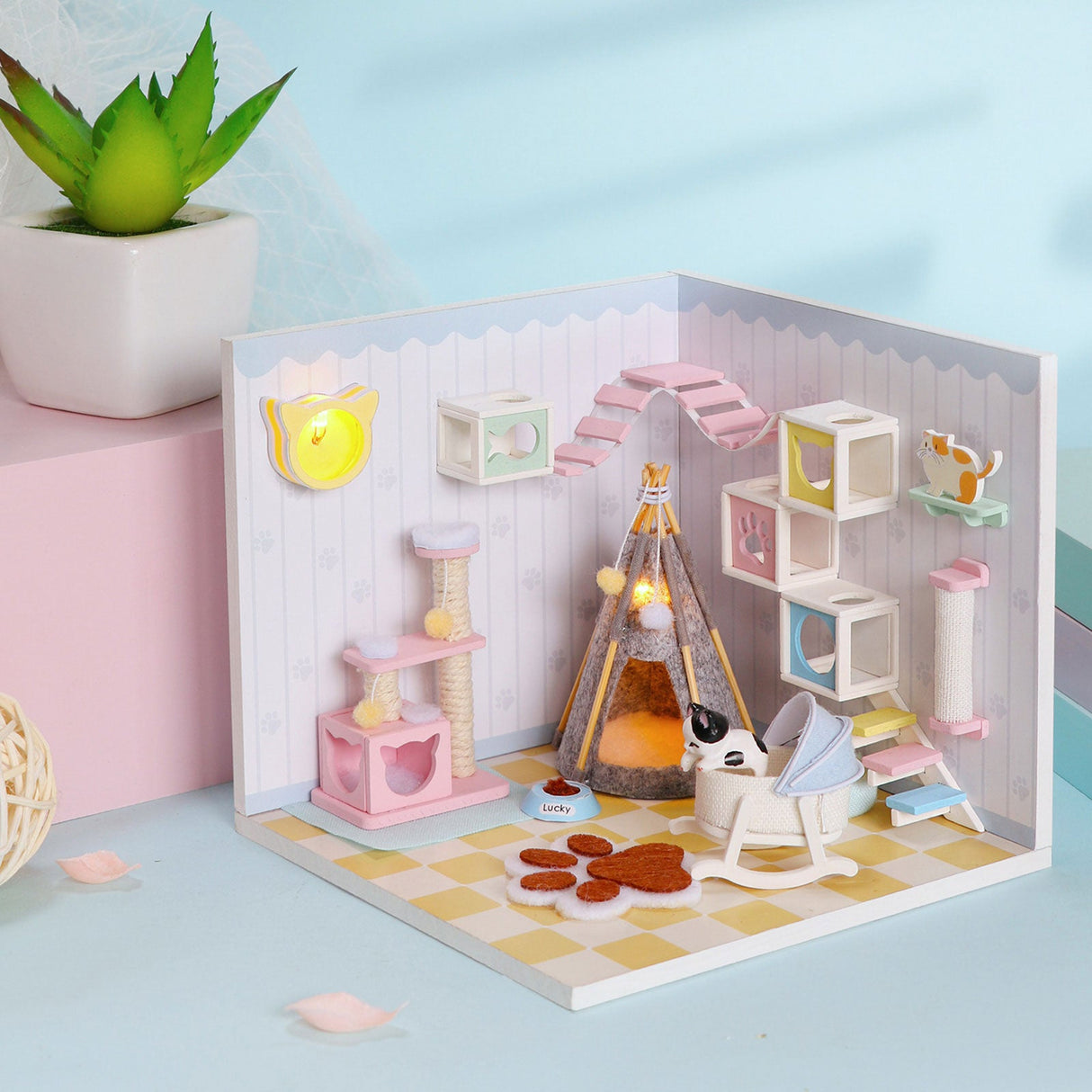 Miniature DIY Doll House, Cat House