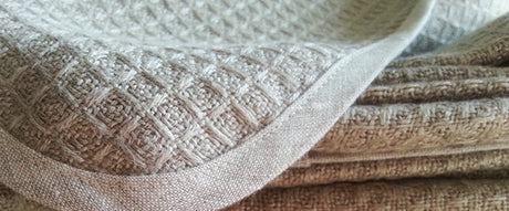 Honeycomb and Herringbone Jacquard French Linen Blanket Throws