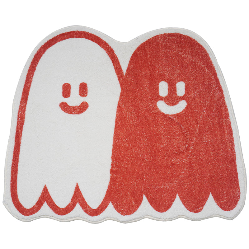 White and Orange Ghosts Bath Mat