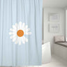 Feblilac Cute While Daisy Blue/Browen/Green Ground Shower Curtain with Hooks, Floral Bathroom Curtains with Ring, Unique Bathroom décor, Boho Shower Curtain, Customized Bathroom Curtains, Extra Long Shower Curtain