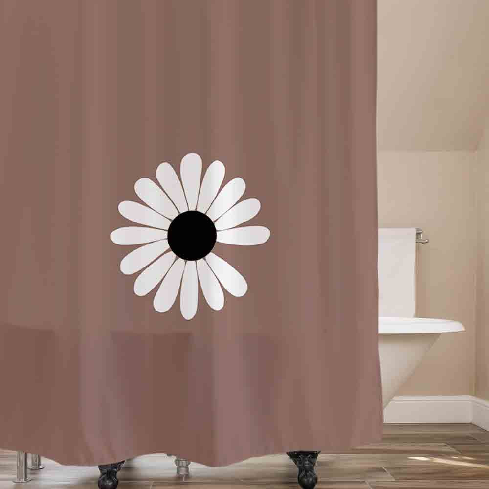 Feblilac Cute While Daisy Blue/Browen/Green Ground Shower Curtain with Hooks, Floral Bathroom Curtains with Ring, Unique Bathroom décor, Boho Shower Curtain, Customized Bathroom Curtains, Extra Long Shower Curtain