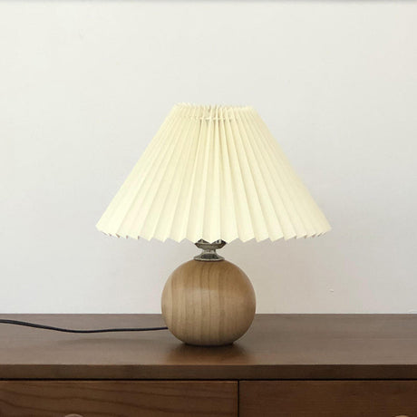 Wooden Pleated Table Lamp