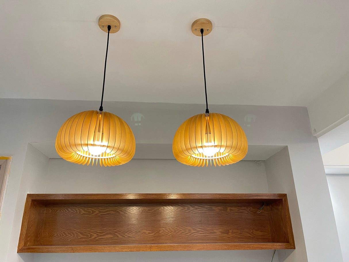 Wooden Pumpkin Pendant Lamp
