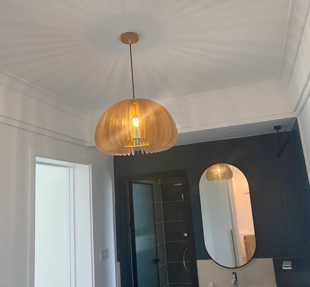 Wooden Pumpkin Pendant Lamp