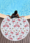 Flamingo 450G Round Beach Towel With Tassels Microfiber 150cm Picnic Blanket Mat Tapestry