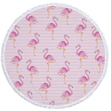 Flamingo 450G Round Beach Towel With Tassels Microfiber 150cm Picnic Blanket Mat Tapestry