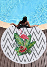 Flamingo 450G Round Beach Towel With Tassels Microfiber 150cm Picnic Blanket Mat Tapestry