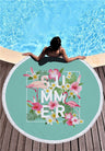 Flamingo 450G Round Beach Towel With Tassels Microfiber 150cm Picnic Blanket Mat Tapestry