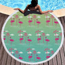 Flamingo 450G Round Beach Towel With Tassels Microfiber 150cm Picnic Blanket Mat Tapestry