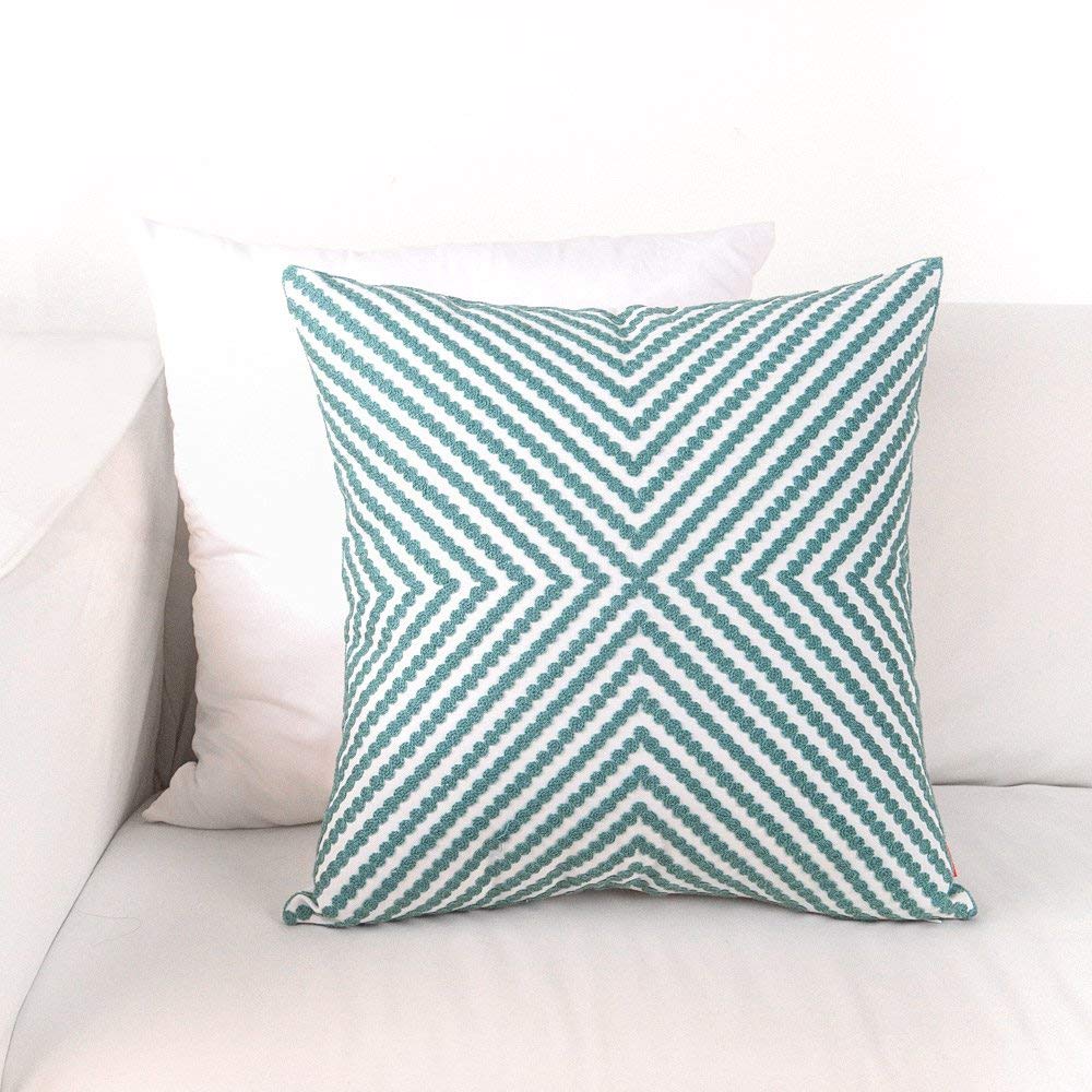 Embroidered Home Decorative Pillow Cover 45X45cm White Gray Pink Canvas Cotton Cushion Cover For Sofa Square Pillow Case