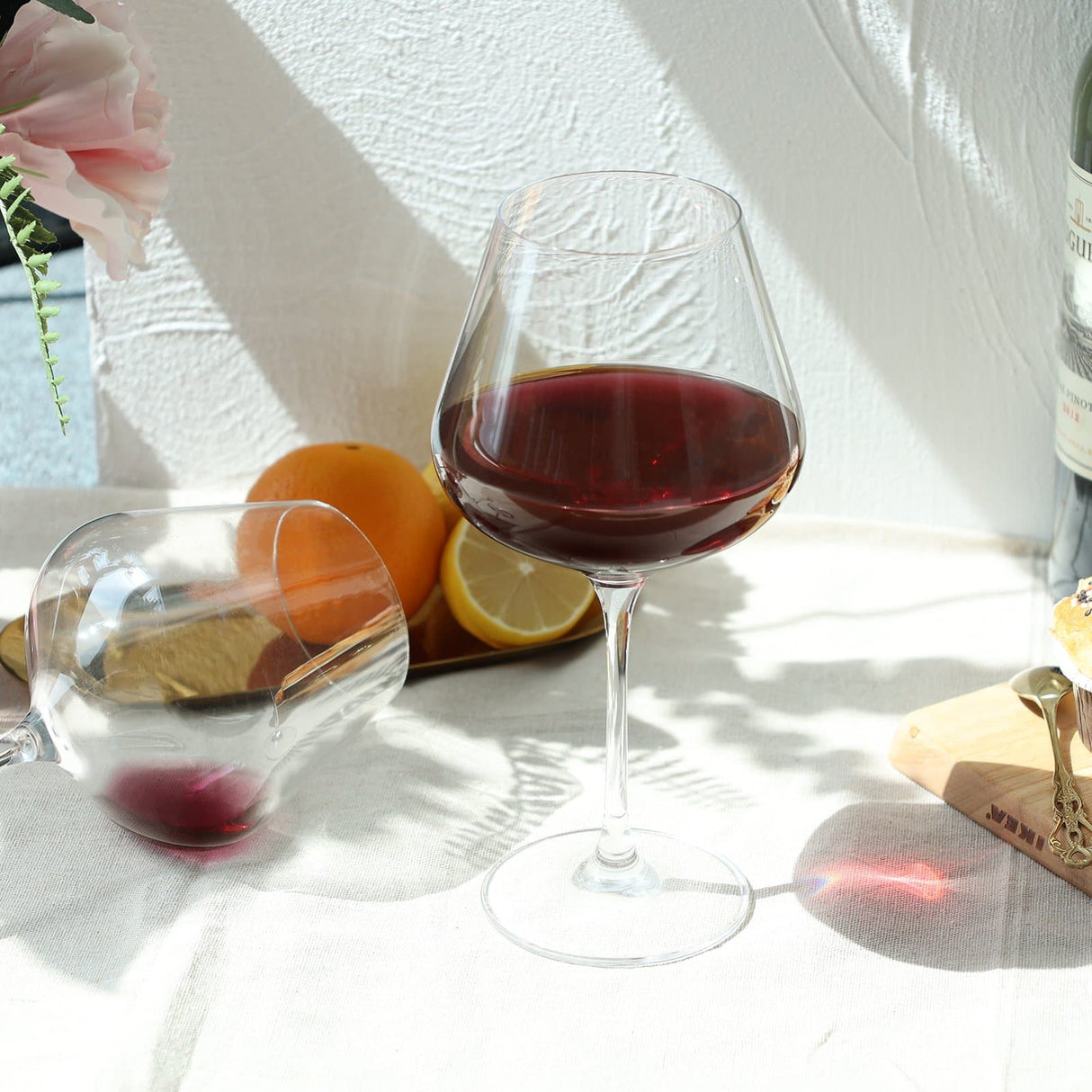 Hand Blown Burgundy Wine Glasses