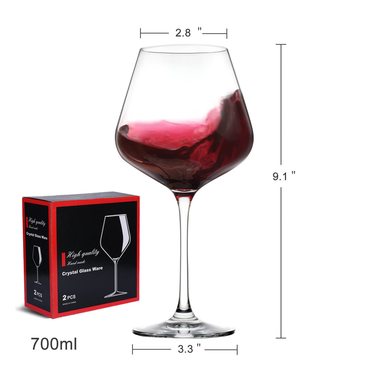 Hand Blown Burgundy Wine Glasses