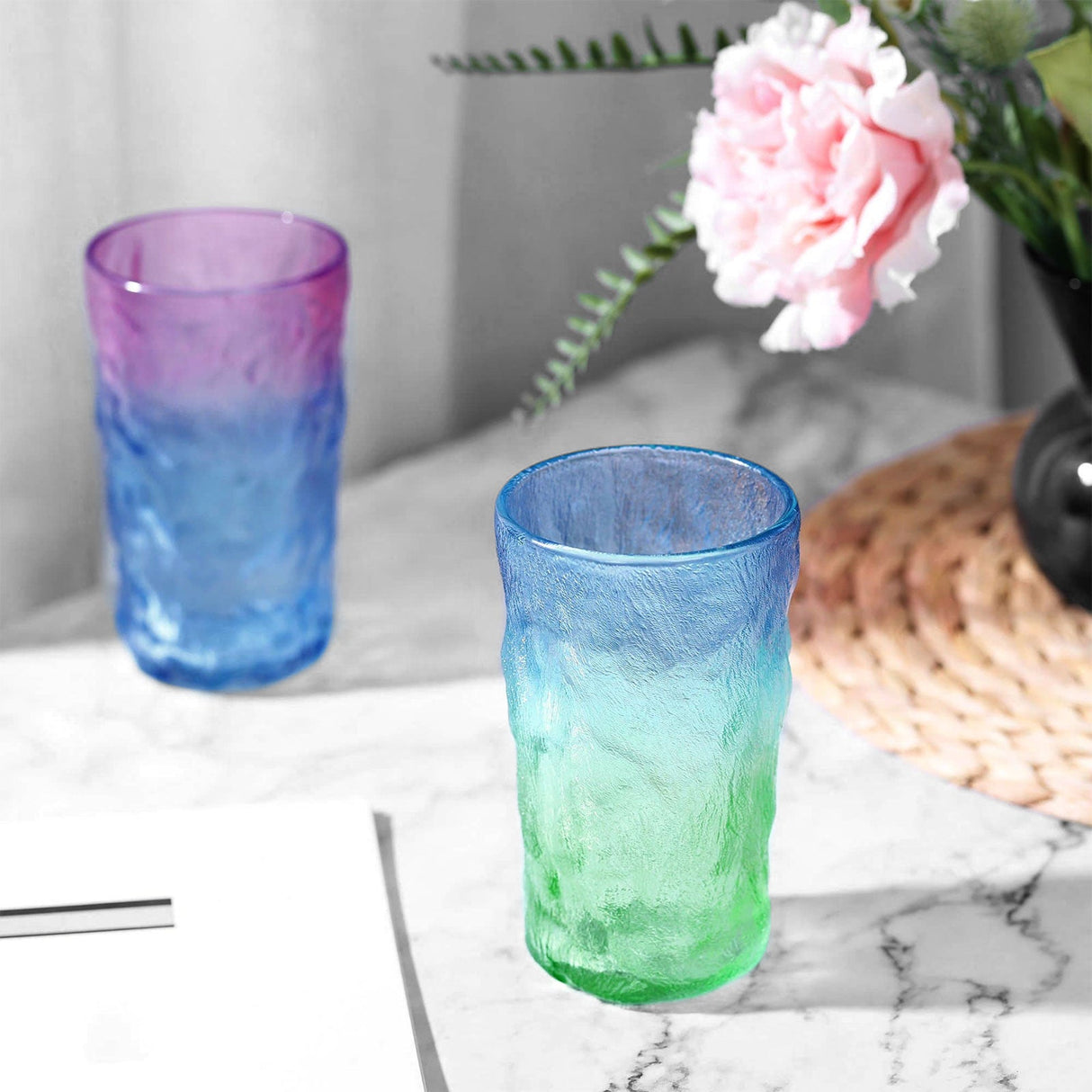 Gradient Glacier Textured Drinking Glasses Set