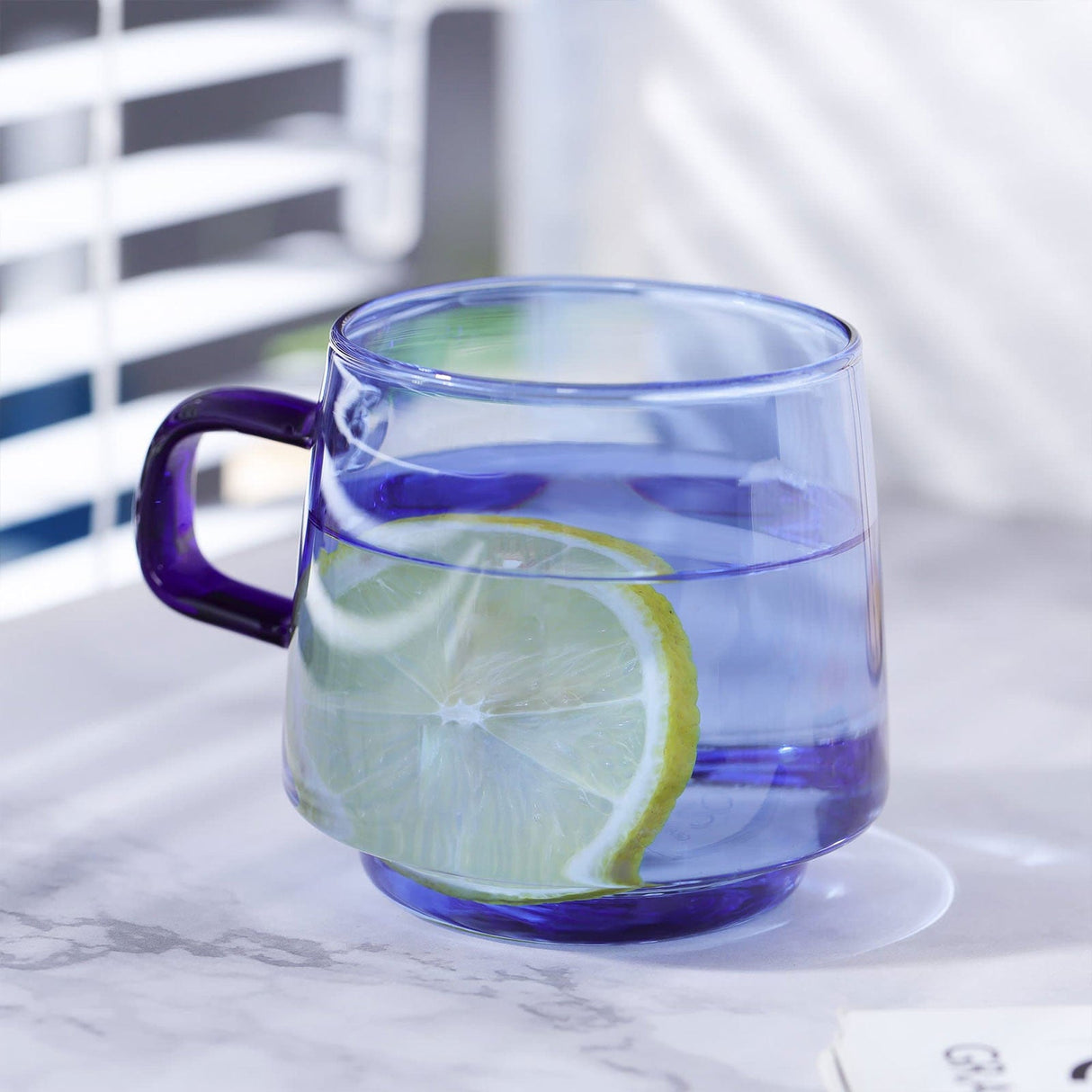 Stackable Colored Glass Cups with Handle Set