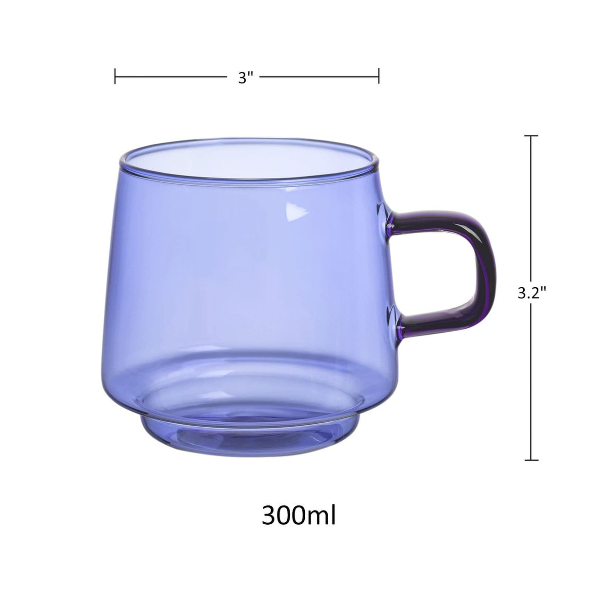 Stackable Colored Glass Cups with Handle Set