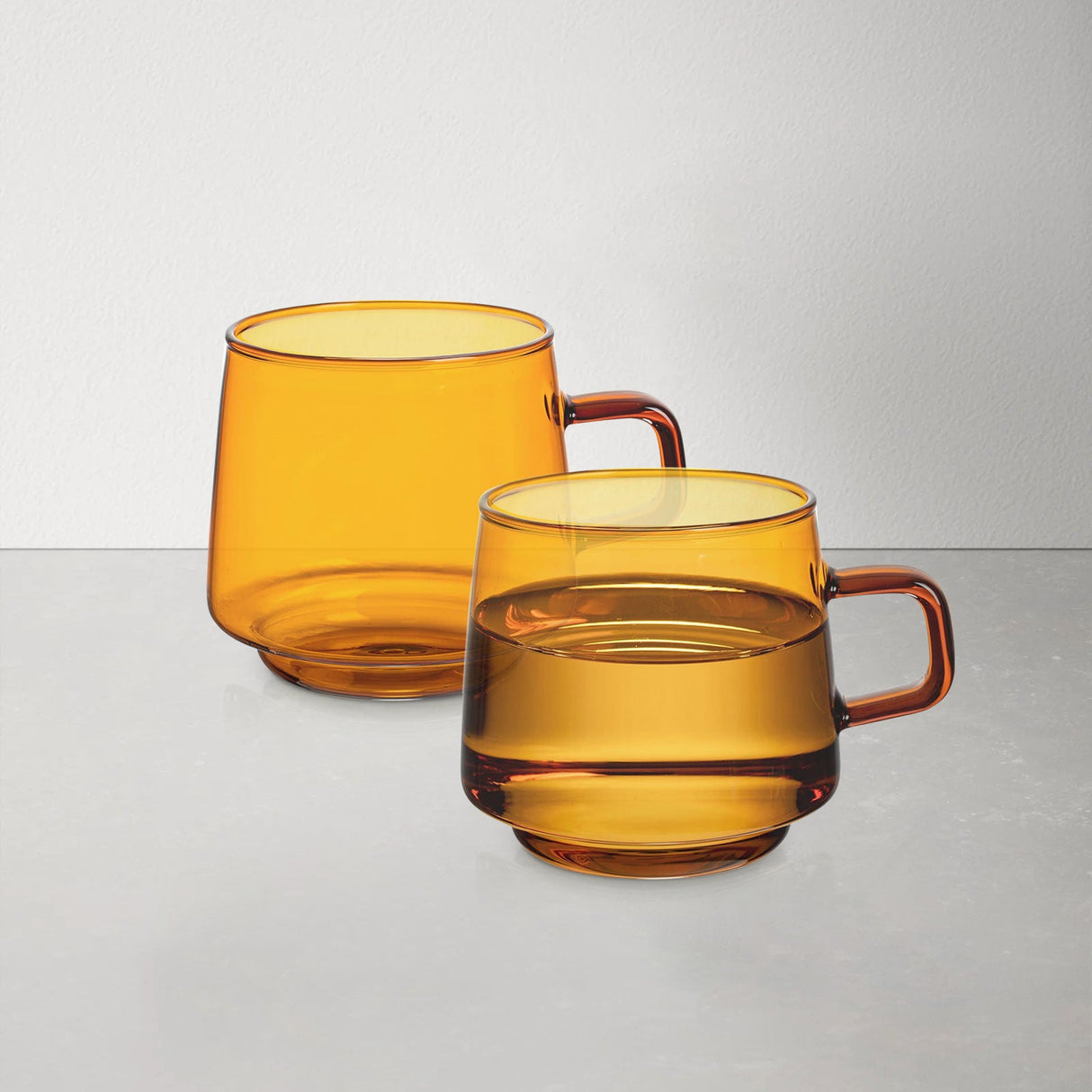 Stackable Colored Glass Cups with Handle Set