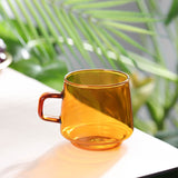 Stackable Colored Glass Cups with Handle Set