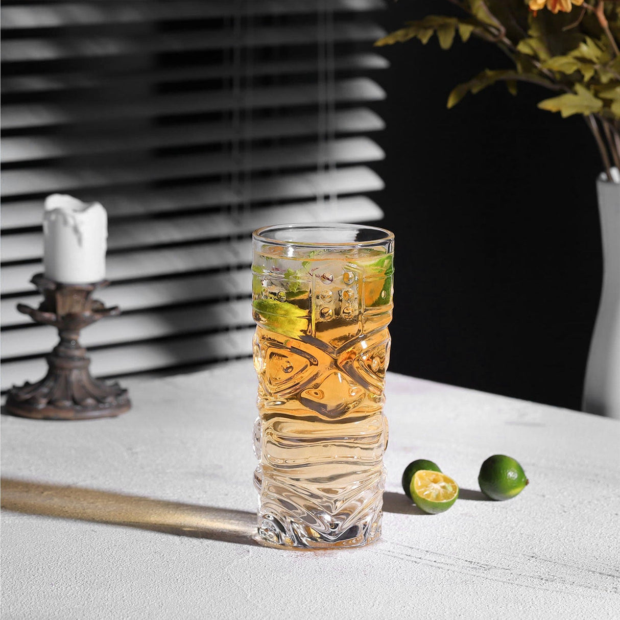 Clear Tiki Highball Glasses Set