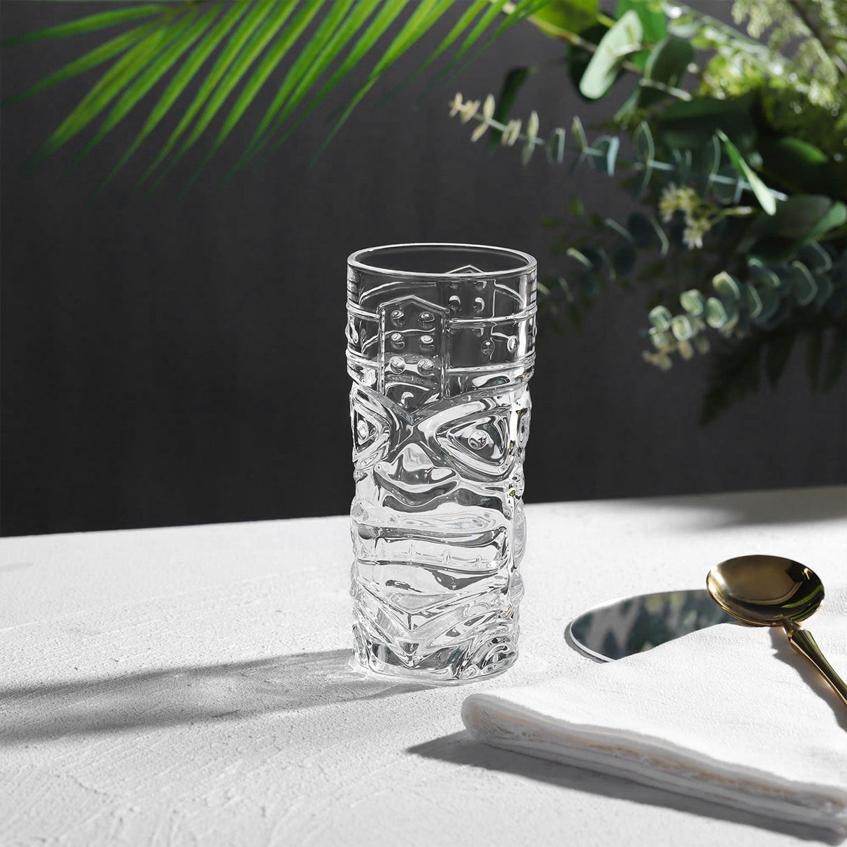 Clear Tiki Highball Glasses Set