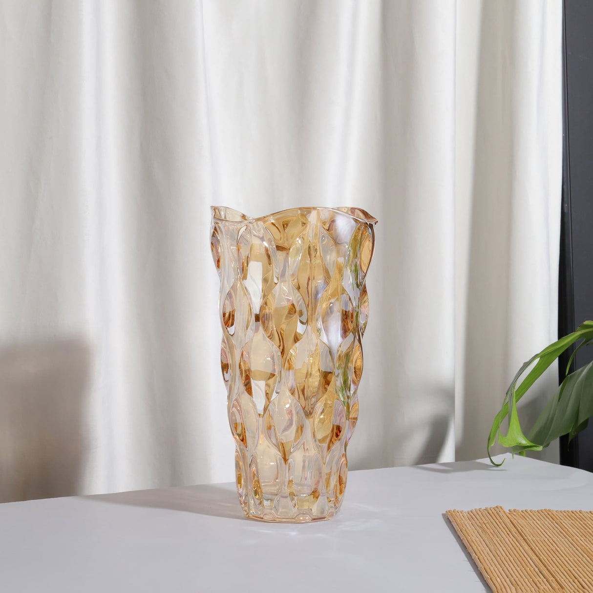 Vintage Gold Glass Flower Vase