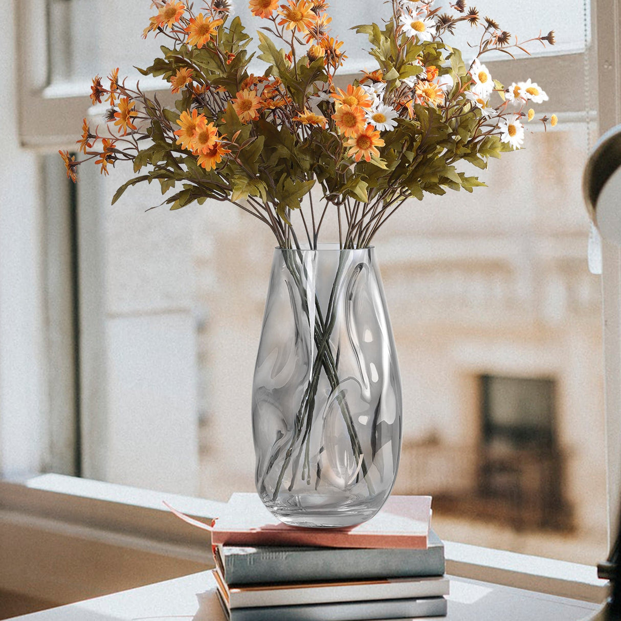 Irregular Gray Glass Flower Vase