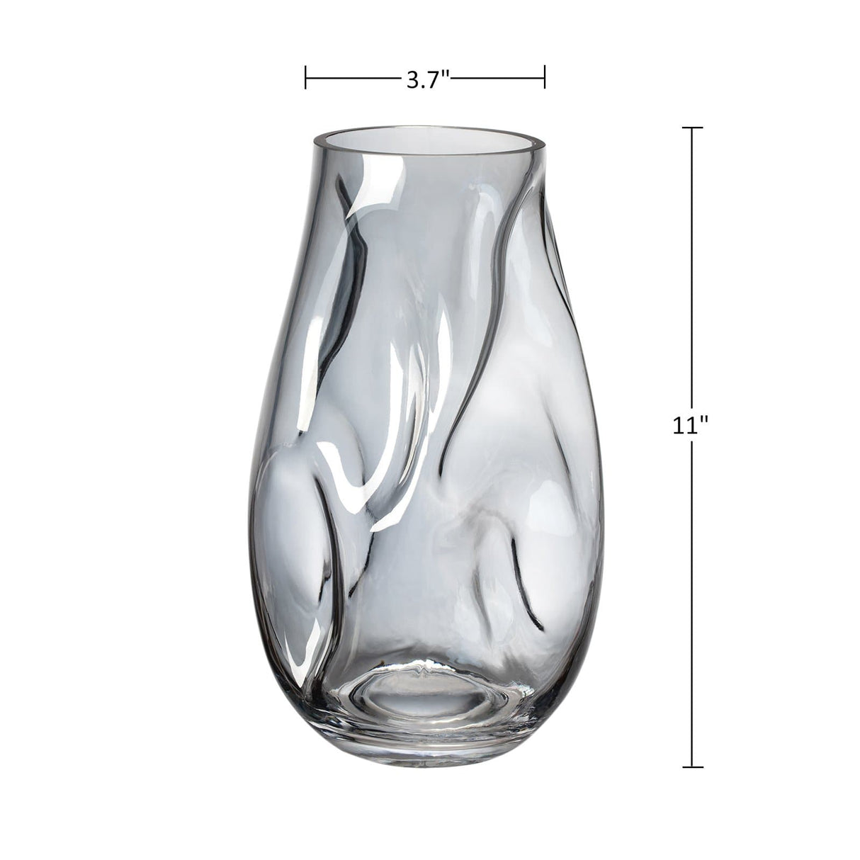 Irregular Gray Glass Flower Vase