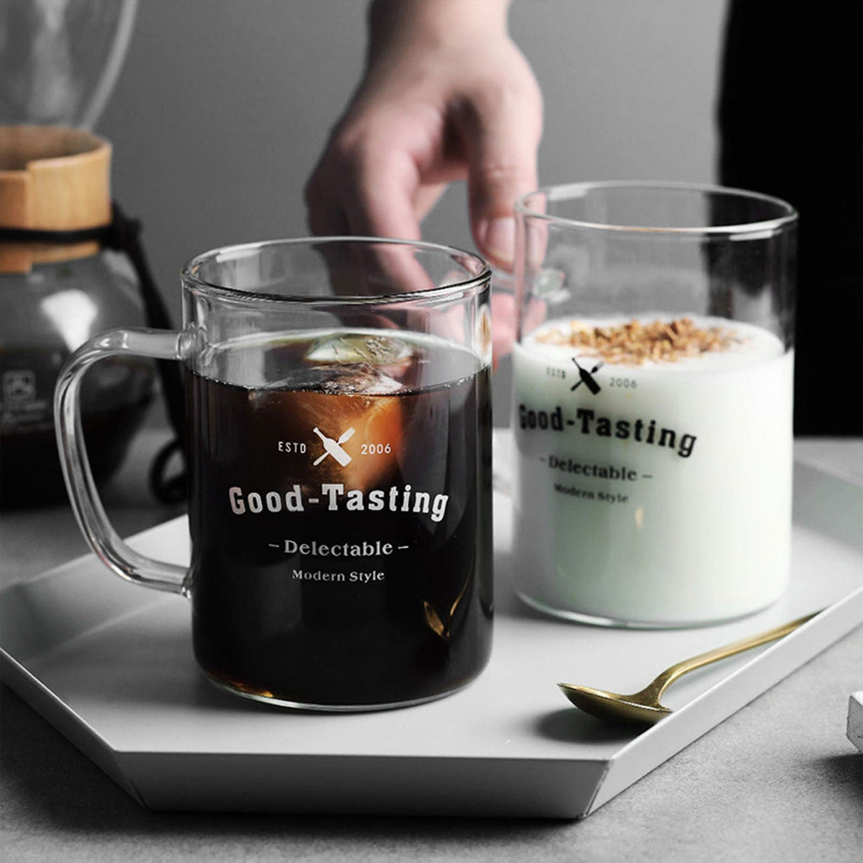 Clear Glass Coffee Mugs with Handle