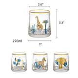 Gold Rimmed Animal Tumblers Set