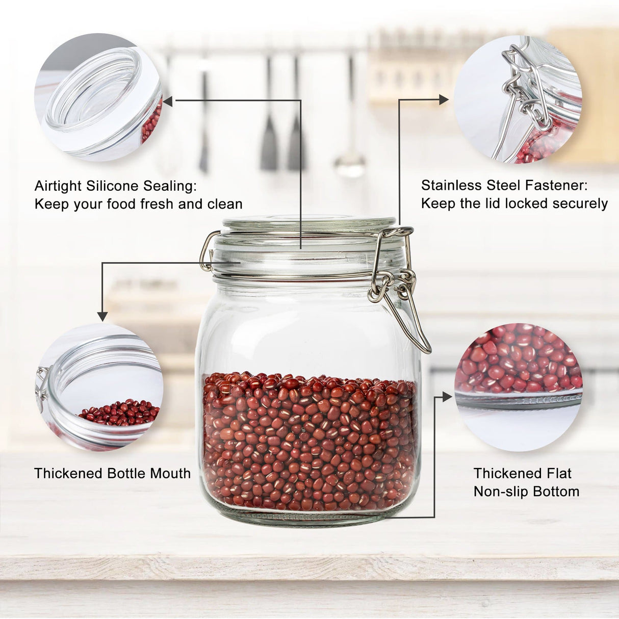 Airtight Glass Canister with Clip-top Lids