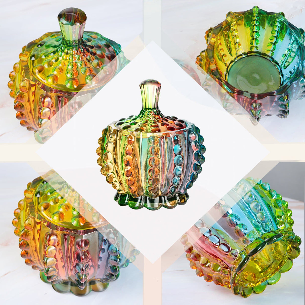 Iridescent Candy Dish with Lid