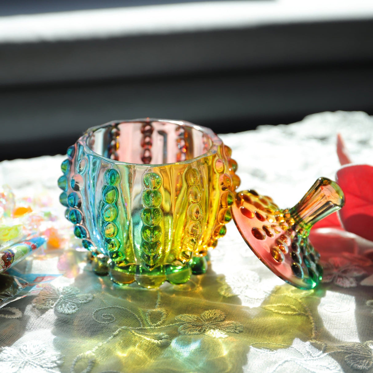 Iridescent Candy Dish with Lid