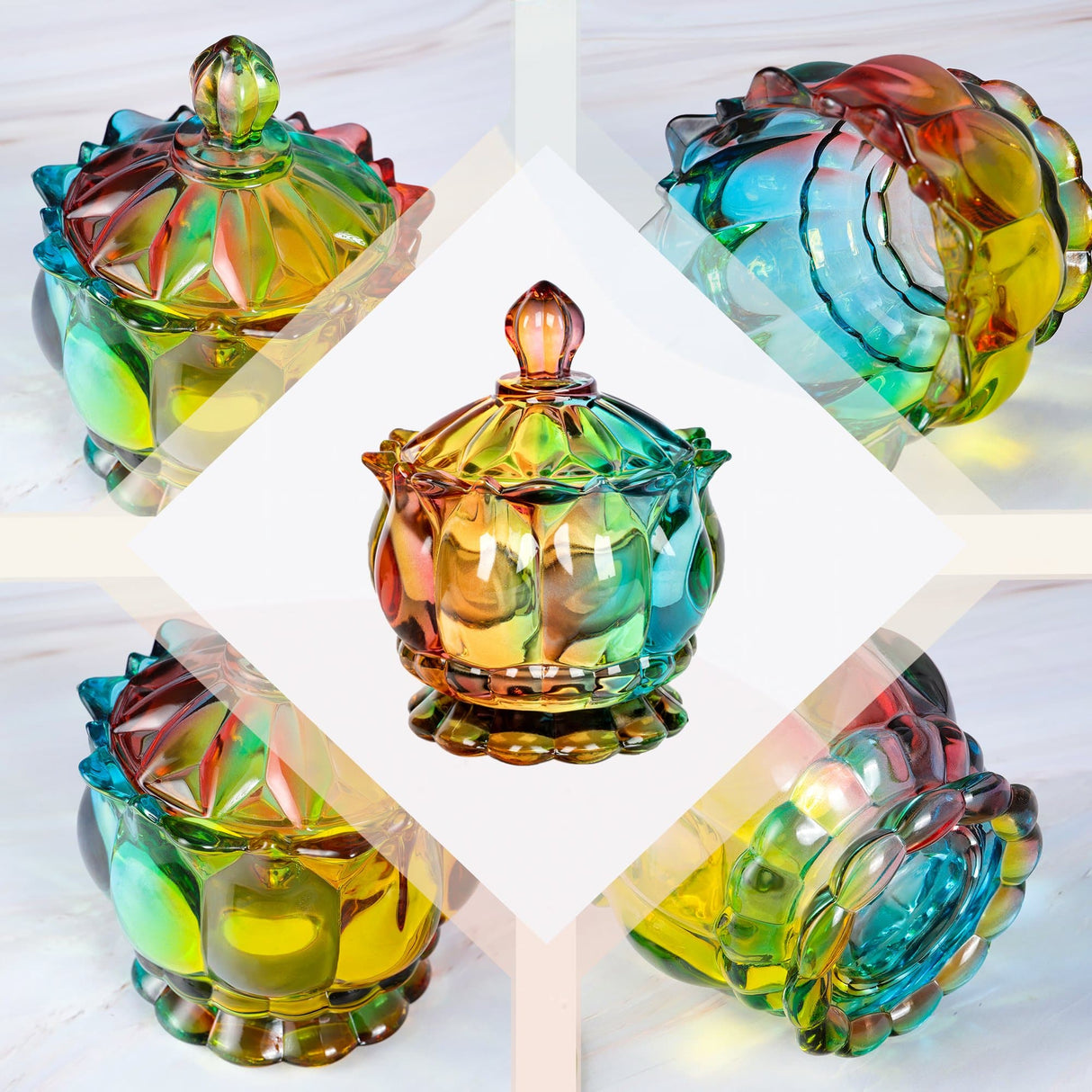 Iridescent Candy Dish with Lid