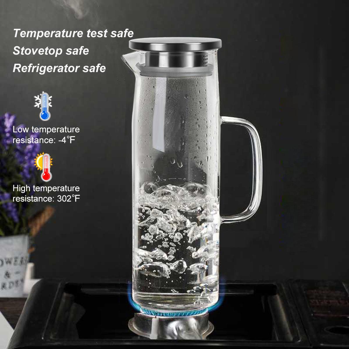 Cylindrical Heat Resistant Glass Pitcher
