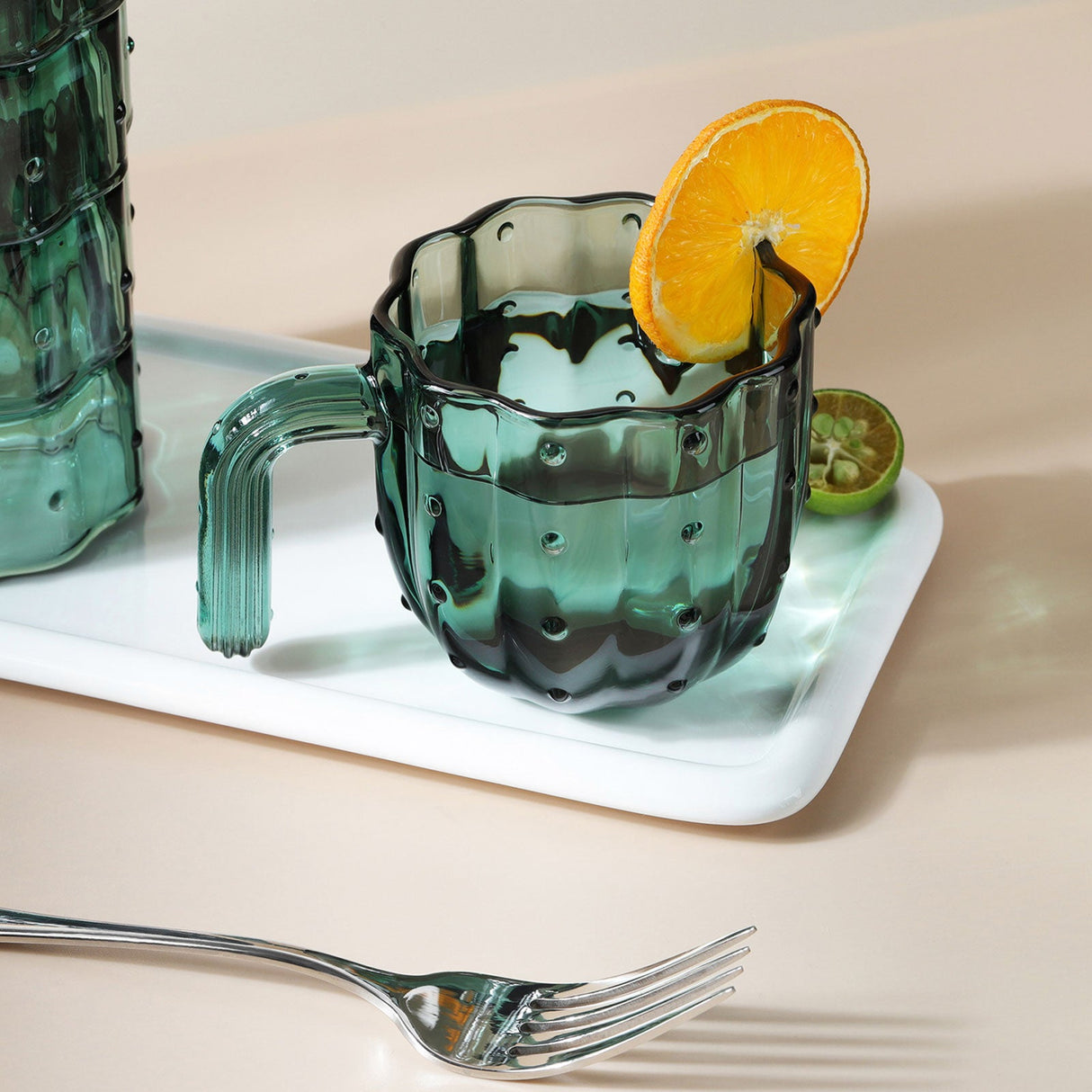 Green Stackable Cactus Drinking Glasses