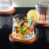 Hand Painted Rotatable Glasses with Coaster