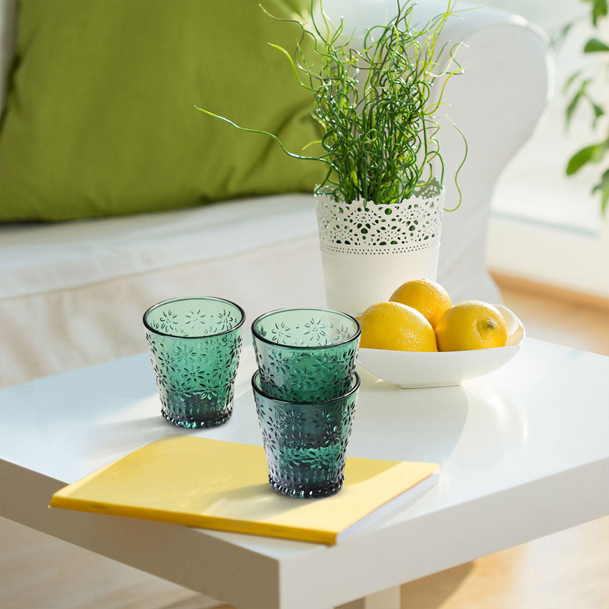 Vintage Green Glass Tumbler Set