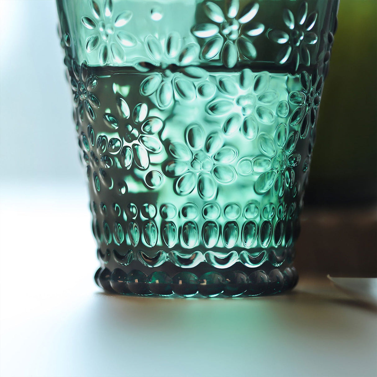 Vintage Green Glass Tumbler Set