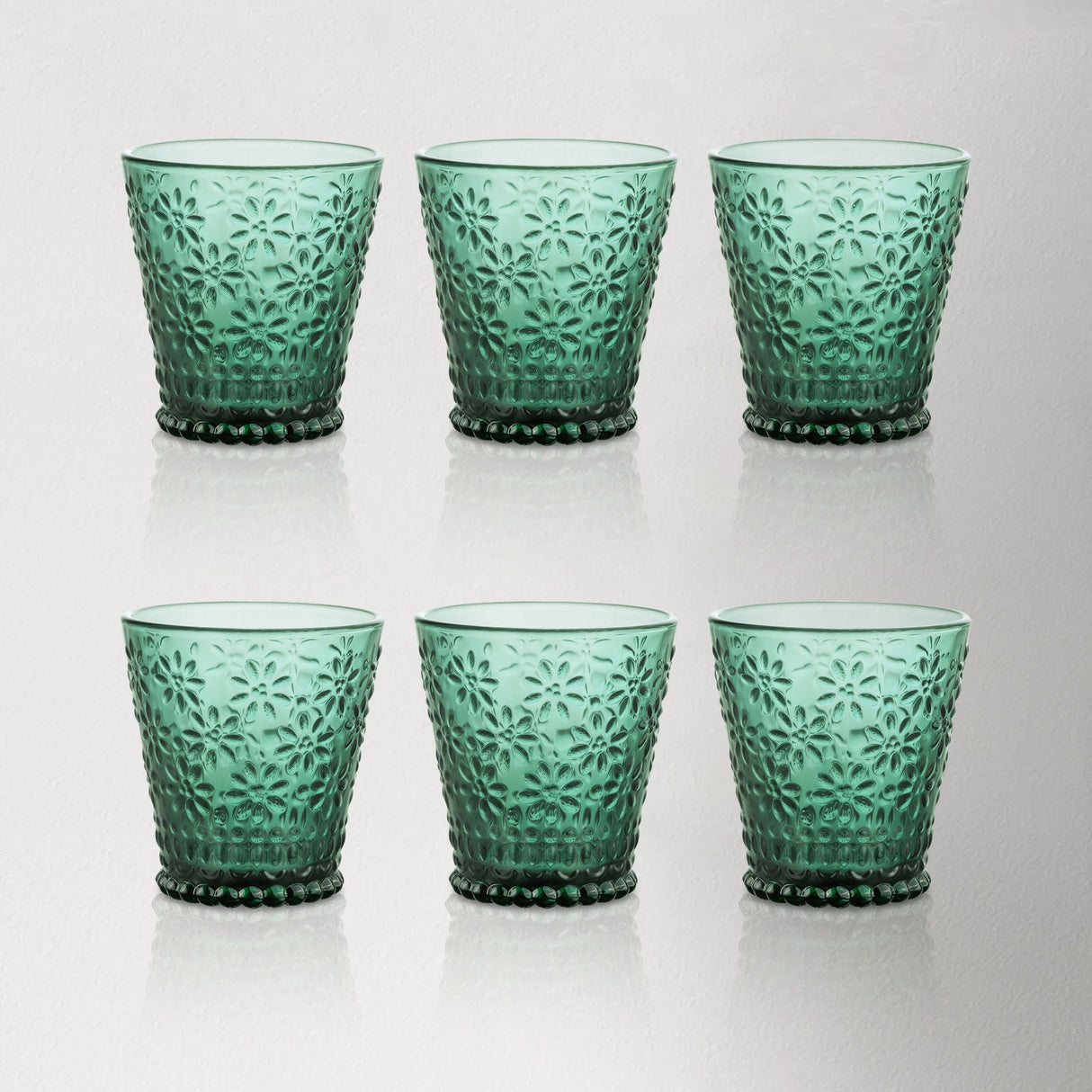 Vintage Green Glass Tumbler Set