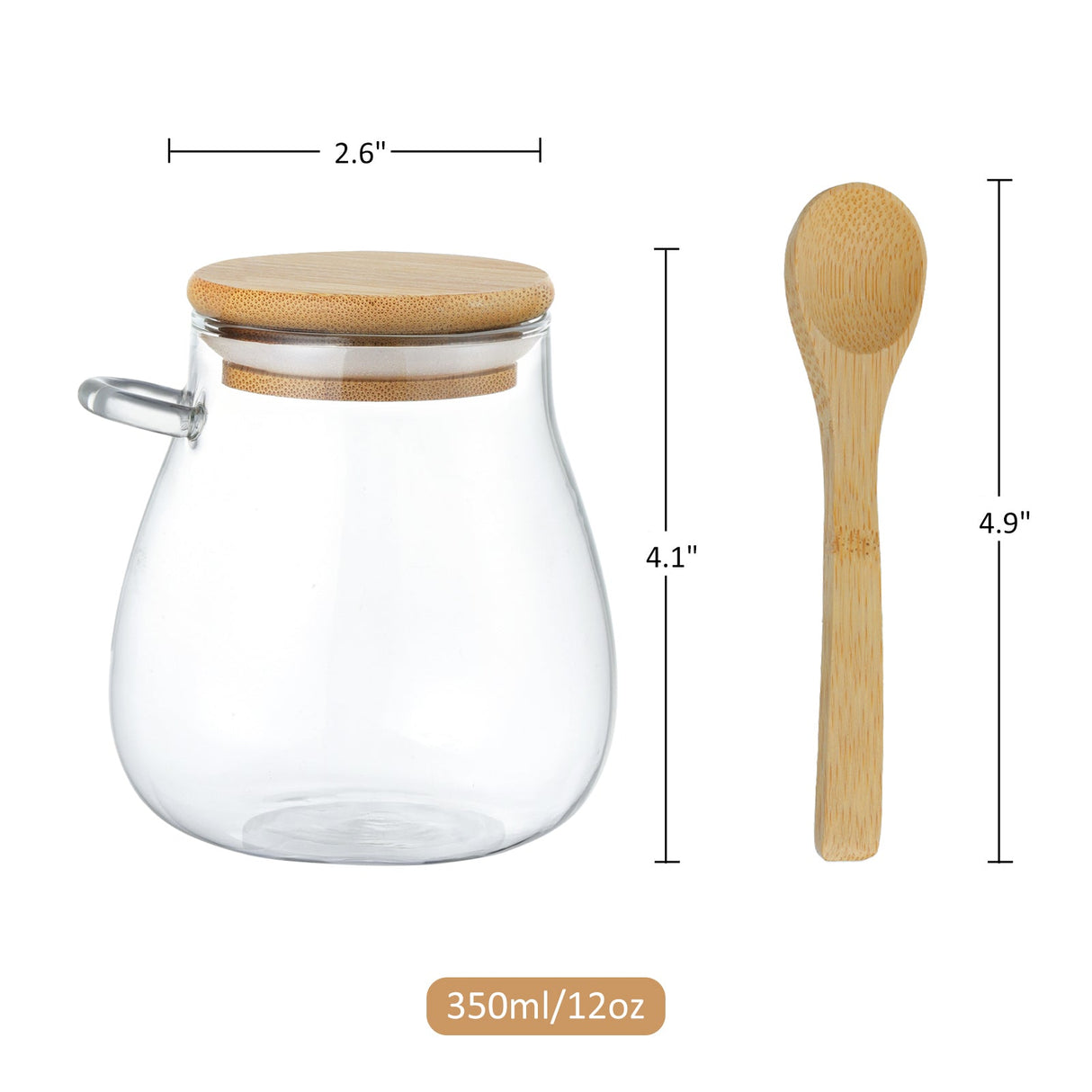 Glass Jar with Lid and Spoon Attached