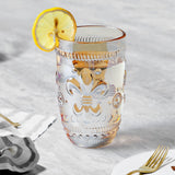 Amber Flower Embossed Drinking Glasses